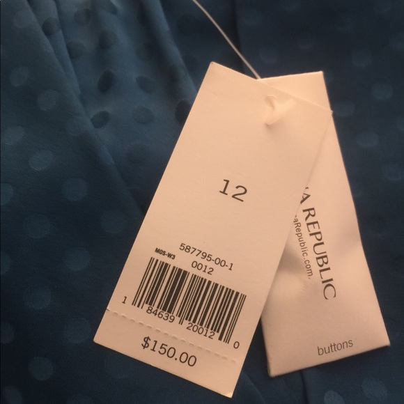 🎄Banana Republic Silk Teal Short Sleeve, Polka Dot Dress Sz 12 NWT! - Picture 9 of 13